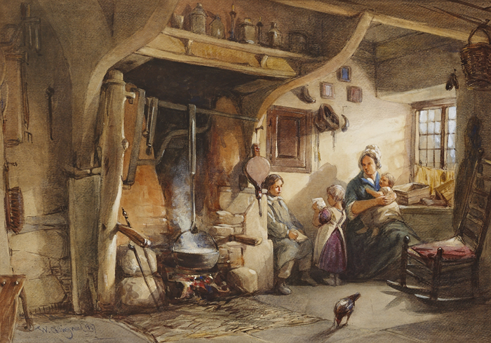 COTTAGE INTERIOR WITH MOTHER AND CHILDREN, 1847 by William Collingwood RWS (British, 1819-1903) at Whyte's Auctions