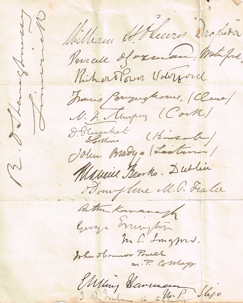 1877 (2 July) Petition to exhibit the Byron Collection in Dublin signed by Isaac Butt, Charles Stewart Parnell, and others. at Whyte's Auctions