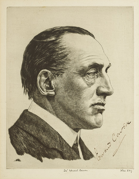 Circa 1920. Sir Edward Carson etching by John Day, signed by Carson. at Whyte's Auctions