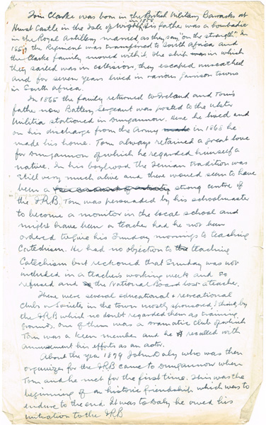 Sean McGarry, Life of Tom Clarke, handwritten manuscript at Whyte's Auctions