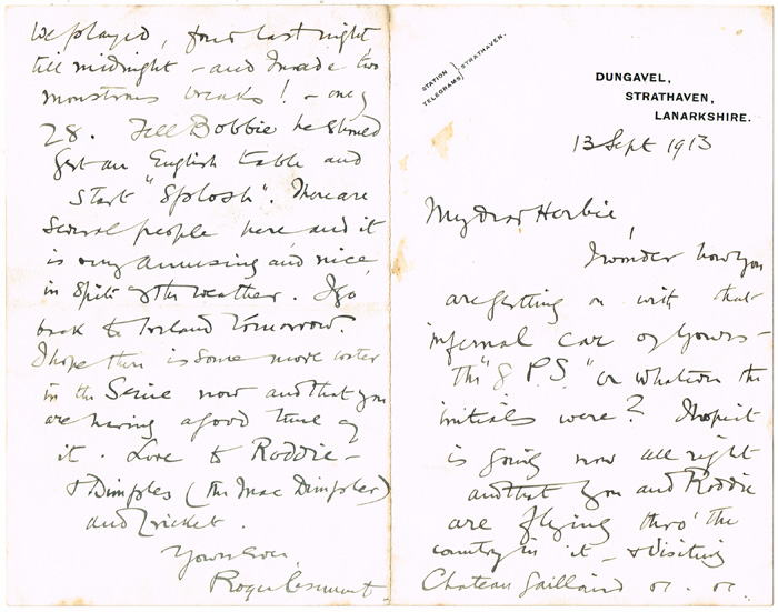 Roger Casement, a letter to Herbert Ward at Whyte's Auctions