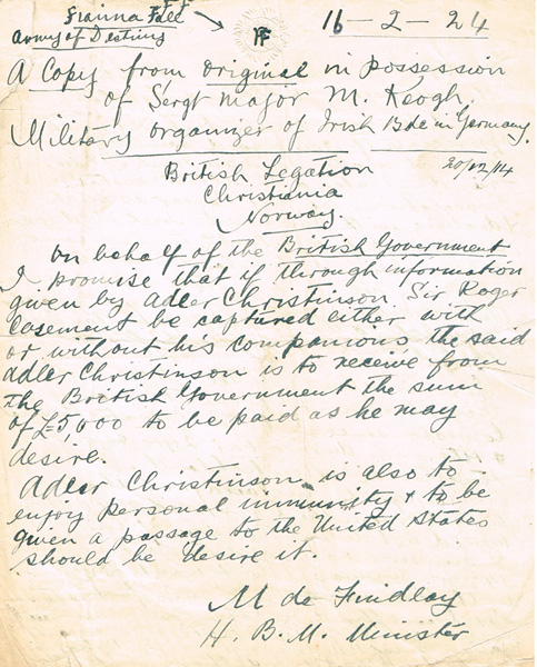 1914-1916. Manuscript by Michael Keogh, Sergeant Major in the Irish Brigade in Germany. at Whyte's Auctions
