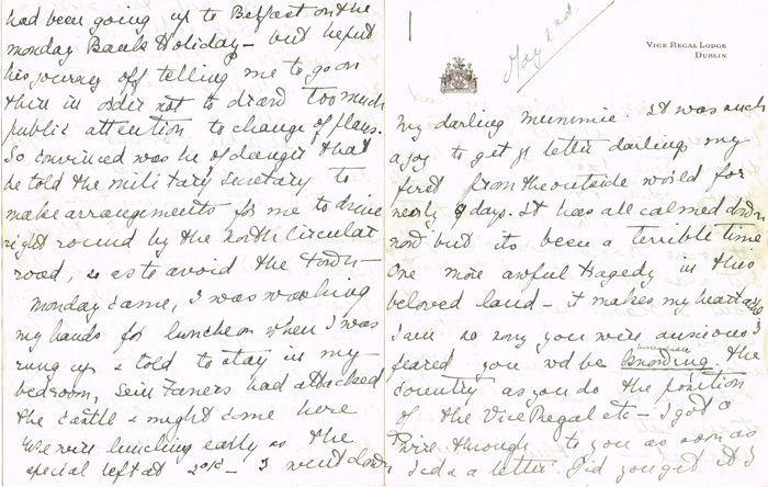 1916 (2 May). Account of the Rising from the wife of the Viceroy. at Whyte's Auctions