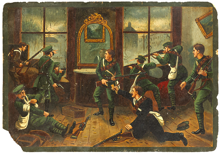 1916 Easter Rising, Volunteers fighting, two paintings. at Whyte's Auctions