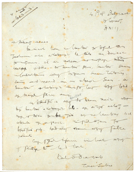 1919 (31 July) Terence MacSwiney autograph letter at Whyte's Auctions