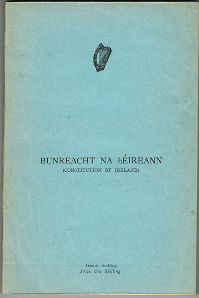 Bunreacht na hEireann (Constitution of Ireland) signed by Eamon de Valera at Whyte's Auctions