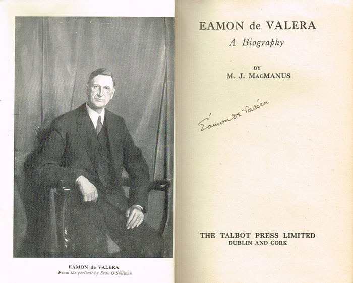 McManus, M. J., Eamon de Valera: A Biography, autographed. at Whyte's Auctions