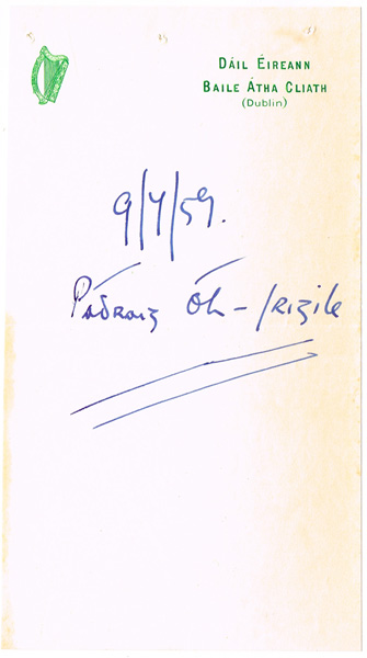 1950s Irish Political autographs at Whyte's Auctions