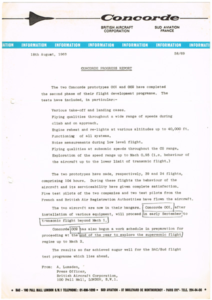 1968-1969 Archive of documents relating to Concorde at Whyte's Auctions