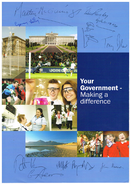 2007 (8 May) Northern Ireland Assembly signed commemorative brochure at Whyte's Auctions