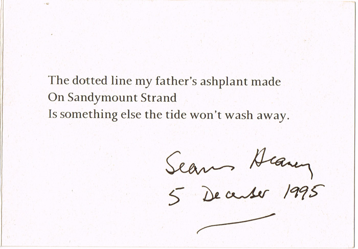 Seamus Heaney, signed & dated greeting card at Whyte's Auctions