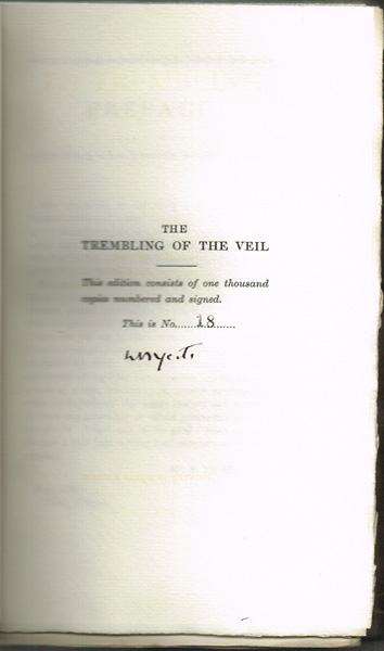 Yeats, W. B., The Trembling of the Veil: at Whyte's Auctions