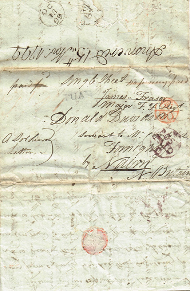 1798-99 Rebellion: Letter from June Fraser daughter of Major James Fraser of the Fraser Fencibles at Whyte's Auctions