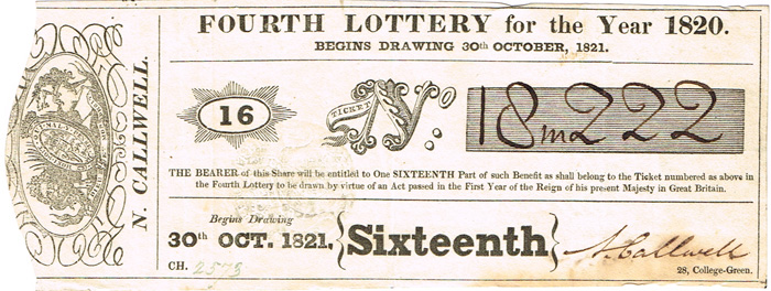 1820/21 Irish Lottery Ticket at Whyte's Auctions