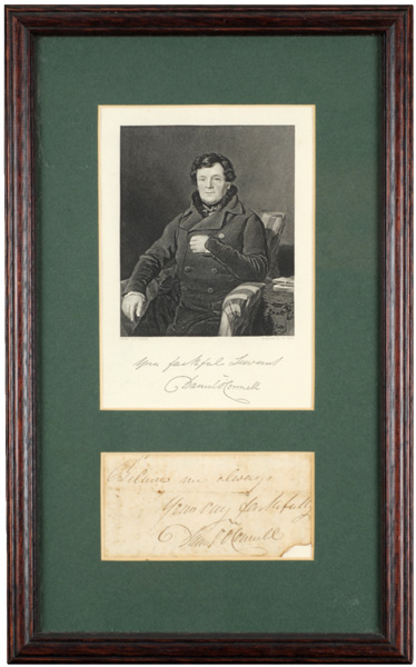 Daniel O'Connell signature and engraving at Whyte's Auctions