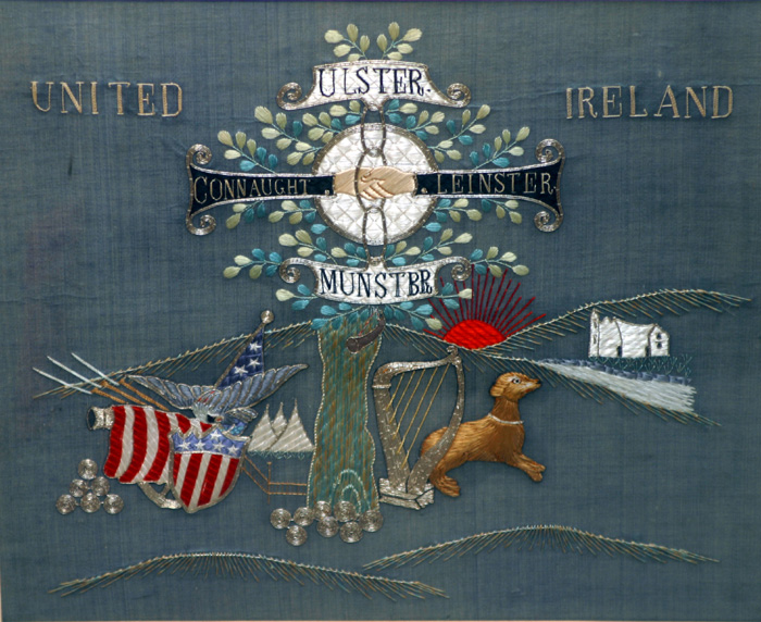 Circa 1850 United Ireland, needlework panel at Whyte's Auctions
