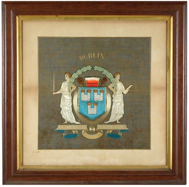 Circa 1850 Arms of The City of Dublin needlework. at Whyte's Auctions