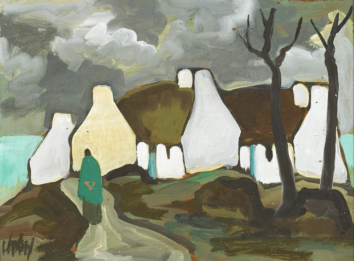 SHAWLIE ON A ROAD INTO A VILLAGE by Markey Robinson (1918-1999) at Whyte's Auctions