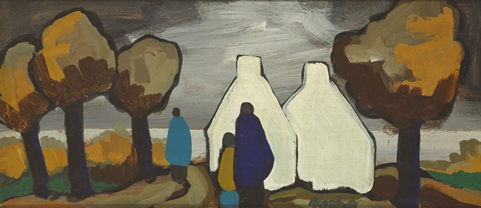 COTTAGES AND FAMILY BY THE COAST by Markey Robinson (1918-1999) at Whyte's Auctions