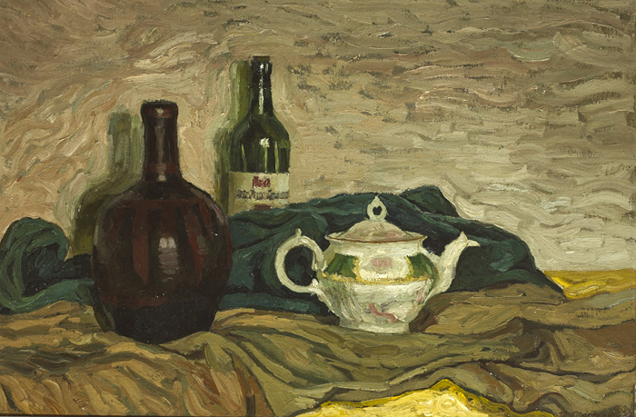 STILL LIFE WITH TEAPOT AND BOTTLES, 1952 by Martin McKeown (b.1931) at Whyte's Auctions