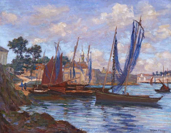 FISHING BOATS AT CONCARNEAU, FRANCE by Aloysius C. O�Kelly (1853-1936) at Whyte's Auctions