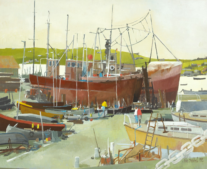 FISHING BOATS, BALTIMORE, 1992 by John Christopher Brobbel RBA (b.1950) RBA (b.1950) at Whyte's Auctions