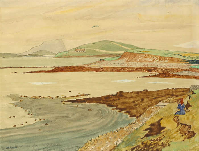CLARE IS[LAND] FROM WESTPORT HARBOUR, TIDE OUT, 2 SEP 1949, 12.30PM by Harry Kernoff RHA (1900-1974) RHA (1900-1974) at Whyte's Auctions