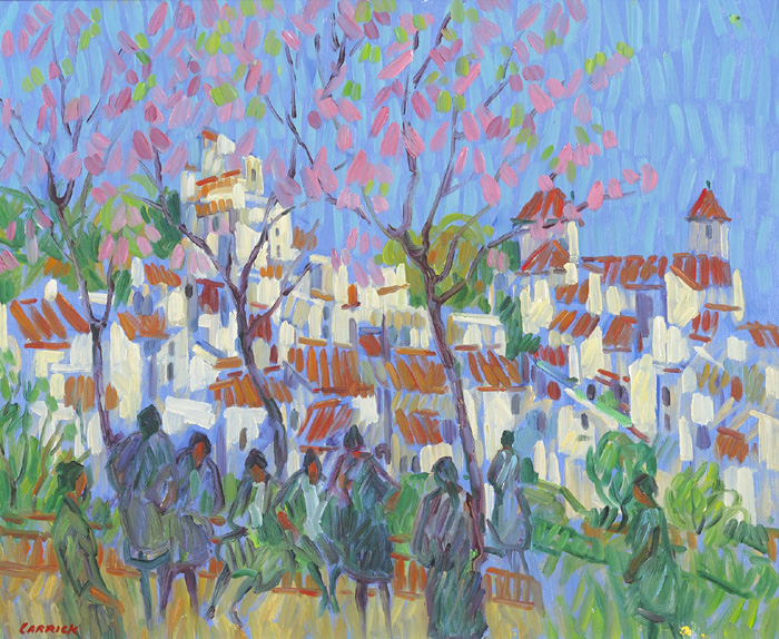 TOWN SQUARE by Desmond Carrick sold for 660 at Whyte's Auctions