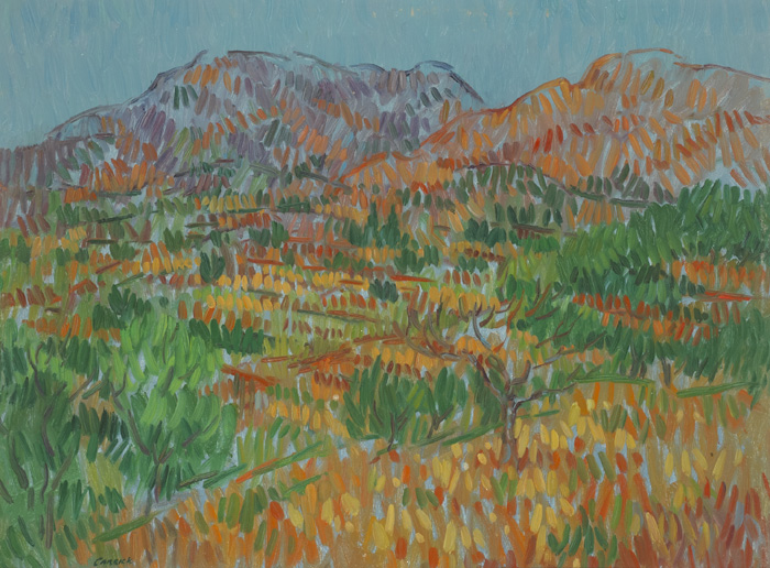 VALLEY CULTIVATION BELOW FRIGILIANA, SPAIN, c.1992 by Desmond Carrick RHA (1928-2012) at Whyte's Auctions