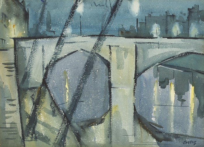 BRIDGE AT NIGHT by Desmond Carrick RHA (1928-2012) at Whyte's Auctions