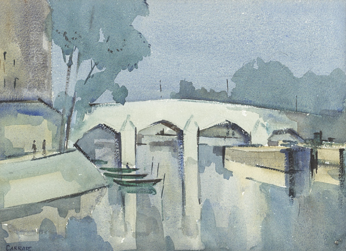 BRIDGE AT TWILIGHT by Desmond Carrick RHA (1928-2012) at Whyte's Auctions