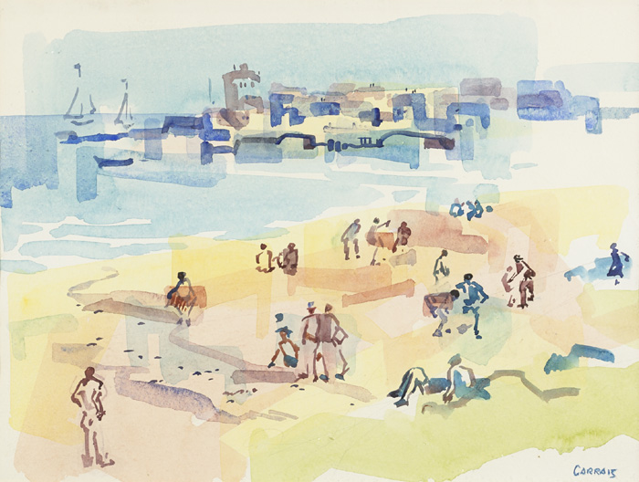 BEACH SCENE, SPAIN by Desmond Carrick RHA (1928-2012) at Whyte's Auctions
