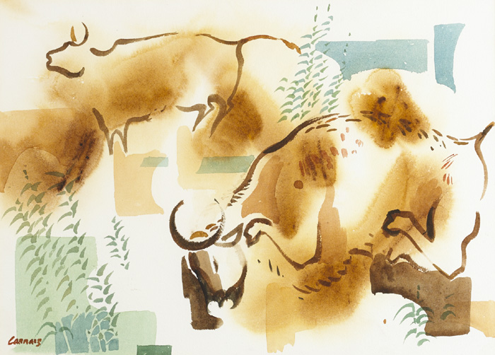 CHARGING BULLS, 1976 by Desmond Carrick RHA (1928-2012) at Whyte's Auctions