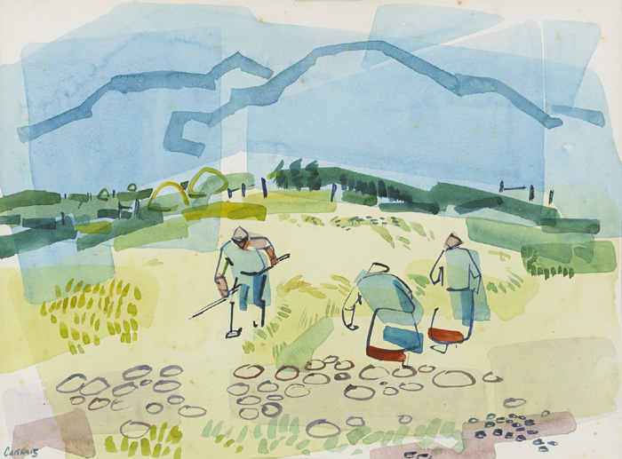 WORKERS IN A FIELD by Desmond Carrick RHA (1928-2012) at Whyte's Auctions