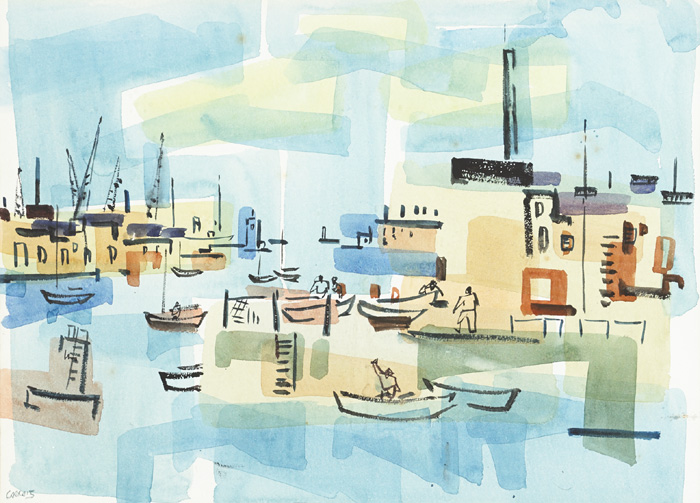 HARBOUR SCENE by Desmond Carrick RHA (1928-2012) at Whyte's Auctions
