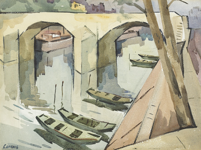 WATERWAY FROM ABOVE, PARIS by Desmond Carrick RHA (1928-2012) at Whyte's Auctions