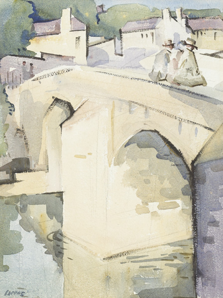 BRIDGE WITH FIGURES, CHAPELIZOD by Desmond Carrick RHA (1928-2012) at Whyte's Auctions