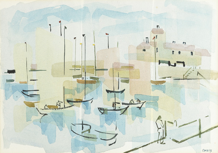 BOATS IN THE HARBOUR by Desmond Carrick RHA (1928-2012) at Whyte's Auctions