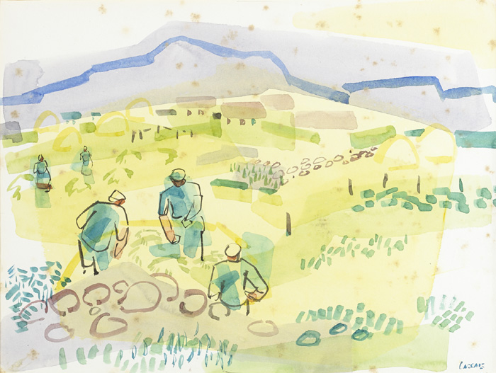 WORKERS IN A FIELD by Desmond Carrick RHA (1928-2012) at Whyte's Auctions