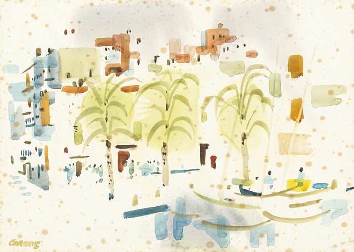 WATERFRONT AT IBIZA by Desmond Carrick RHA (1928-2012) at Whyte's Auctions