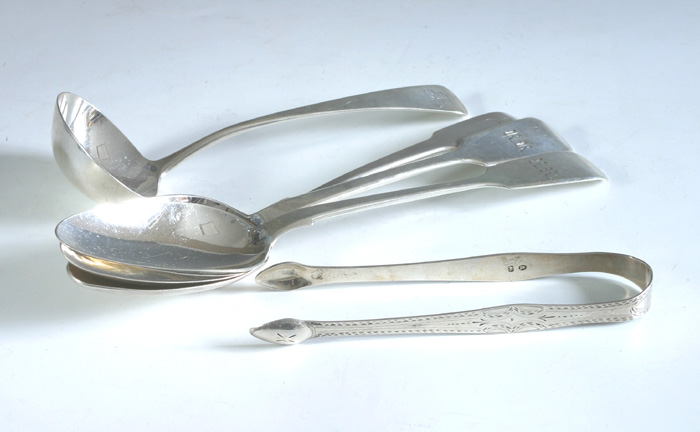 Three early 19th century silver fiddle pattern tablespoons at Whyte's Auctions