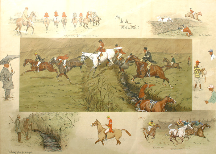 AN IRISH POINT TO POINT by Charles Johnston Payne (Snaffles) (1884-1967) at Whyte's Auctions