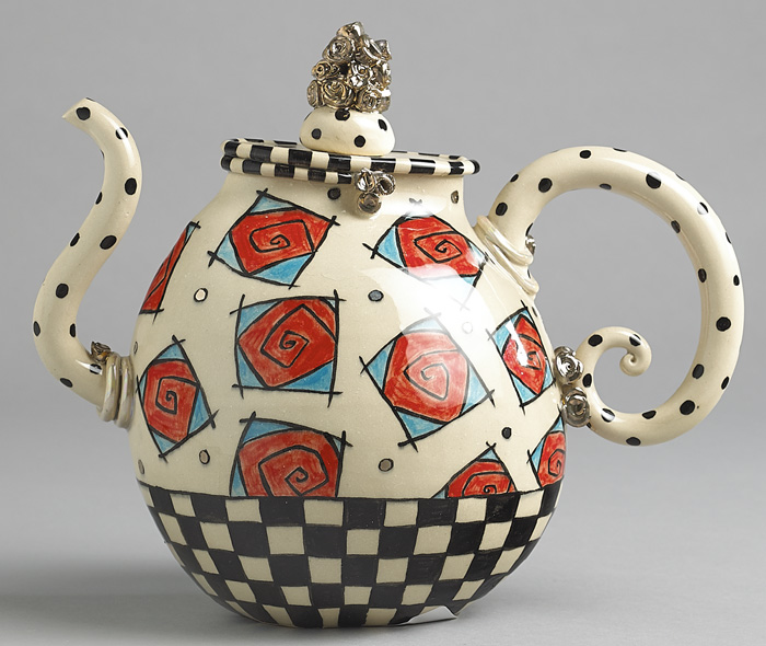 TRAPPED RED ROSES TEAPOT, 2008 by Ann-Marie Robinson  at Whyte's Auctions