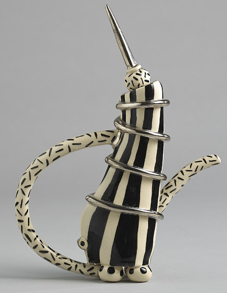 STRIPES AND SPIRALS BLACK AND WHITE TEAPOT, 2008 by Ann-Marie Robinson sold for 300 at Whyte's Auctions
