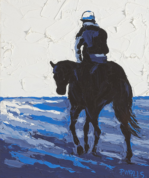 HORSE AND RIDER AGAINST BLUE by Paul Walls sold for �180 at Whyte's Auctions