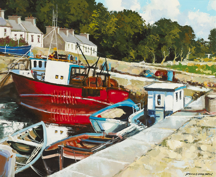 ROUNDSTONE, CONNEMARA, COUNTY GALWAY by Dennis Orme Shaw sold for �280 at Whyte's Auctions