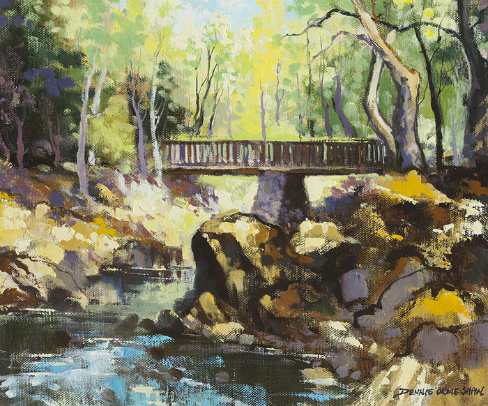 FOOTBRIDGE, TOLLYMORE FOREST PARK, NEWCASTLE, COUNTY DOWN by Dennis Orme Shaw sold for �90 at Whyte's Auctions