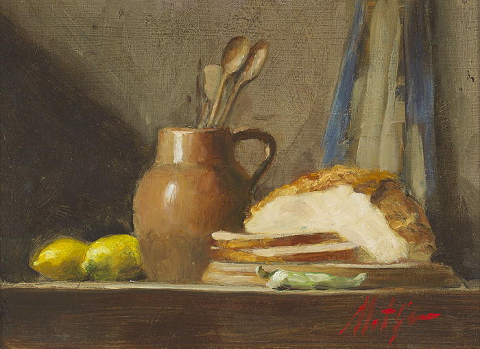 STILL LIFE WITH LEMONS AND SLICED BREAD by Matt Grogan (b.1947) at Whyte's Auctions