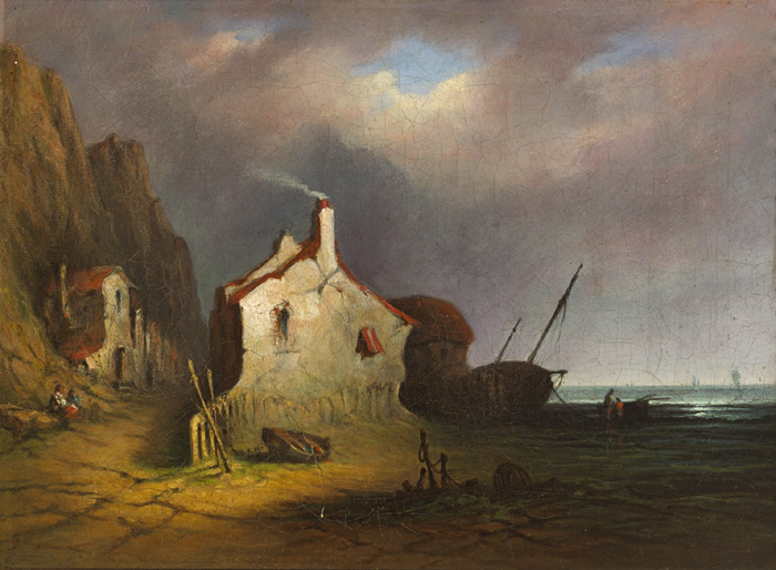 FISHERMAN'S COTTAGE and WRECK IN STORMY SEA (A PAIR) at Whyte's Auctions