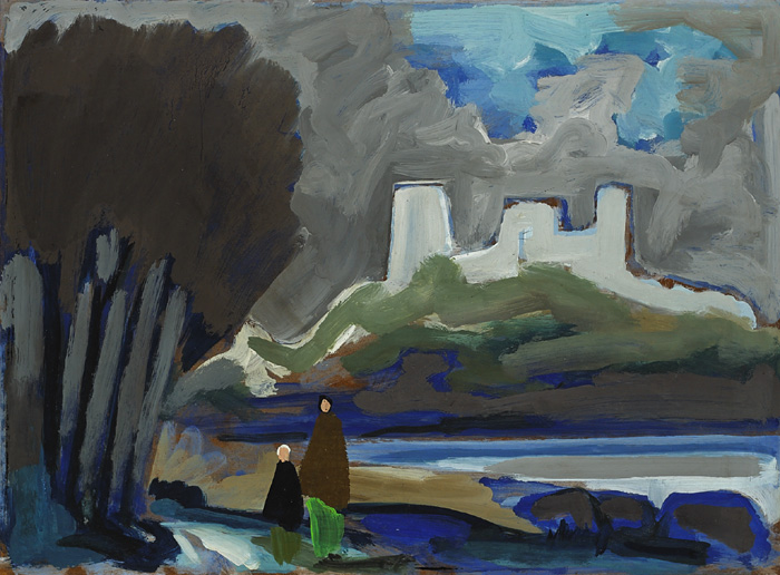 TWO SHAWLIES WITH CASTLE IN BACKGROUND by Markey Robinson (1918-1999) at Whyte's Auctions